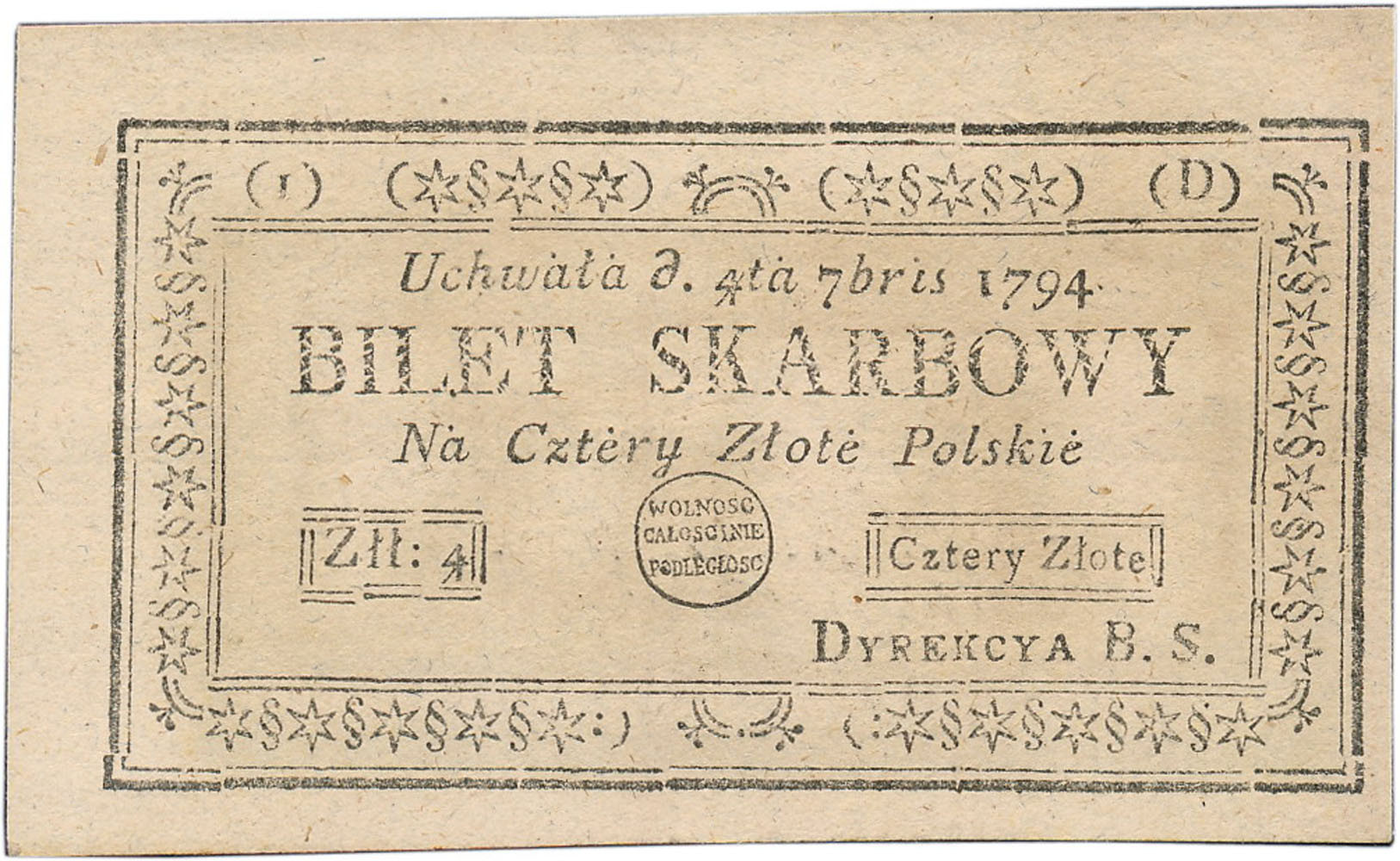 Insurekcja Kościuszkowska 4 złote polskie 1794 1 seria D